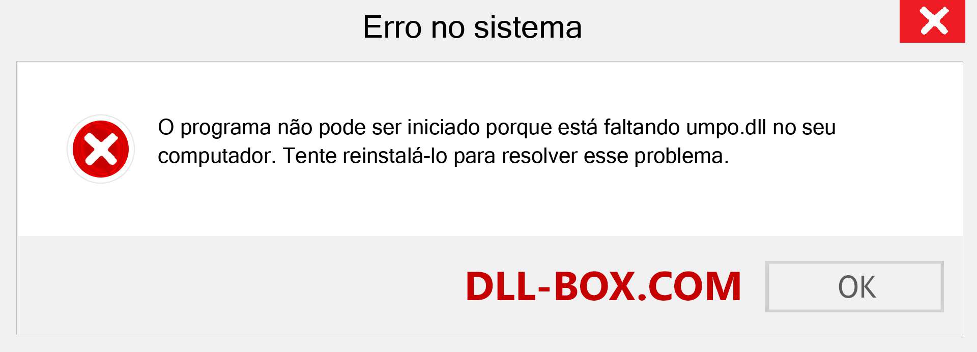 Arquivo umpo.dll ausente ?. Download para Windows 7, 8, 10 - Correção de erro ausente umpo dll no Windows, fotos, imagens